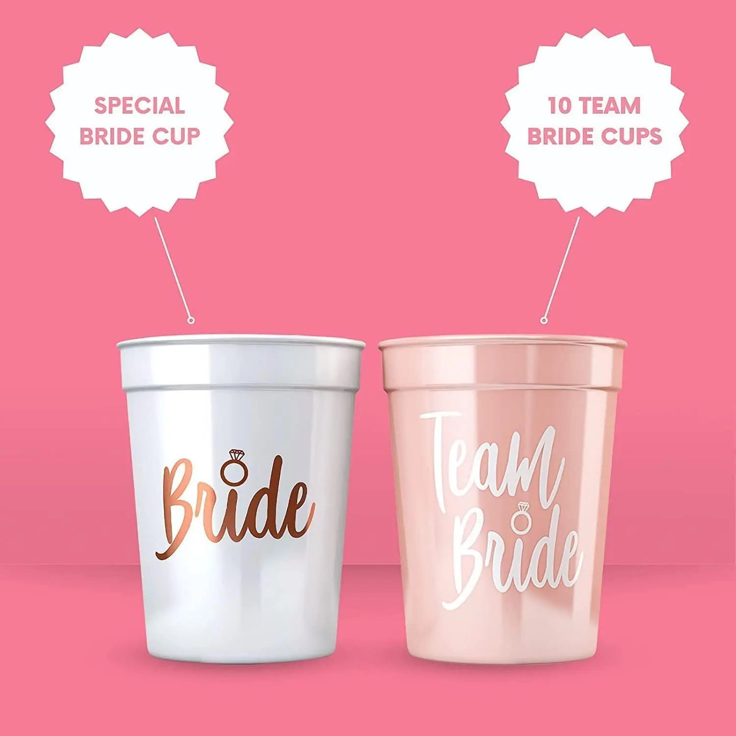 Bachelorette Party Team Bride Plastic Drinking Cups Set for Bridal Shower and Hen Party Supplies
