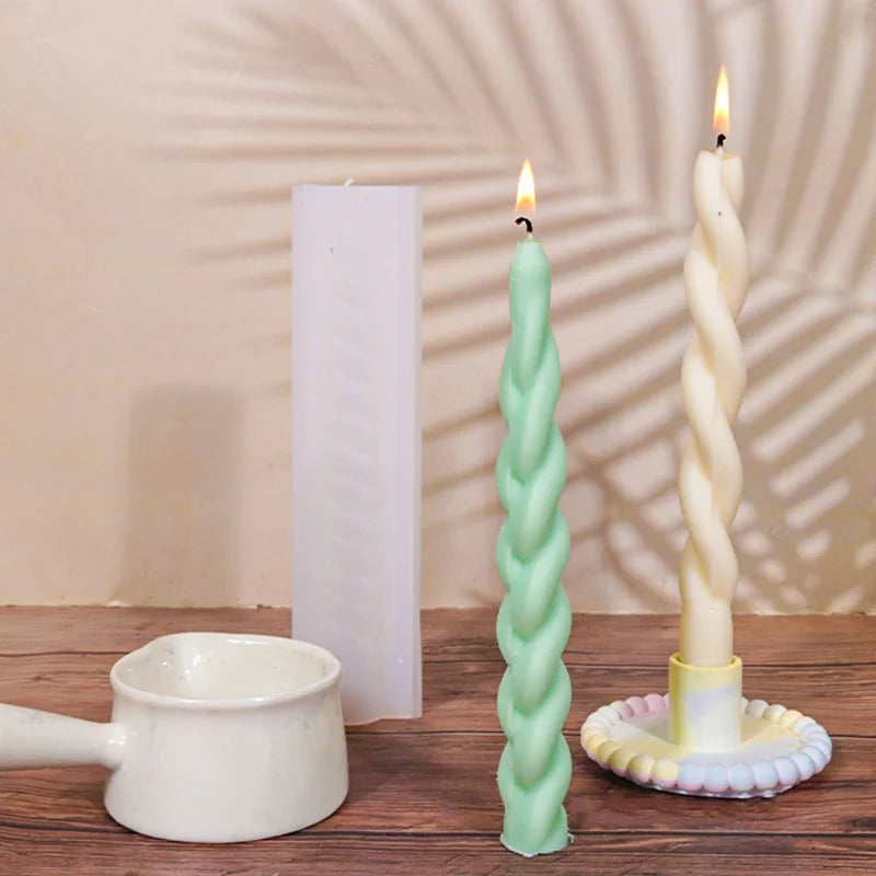 Geometric Spiral Candle Silicone Mold for DIY Twisted Rods