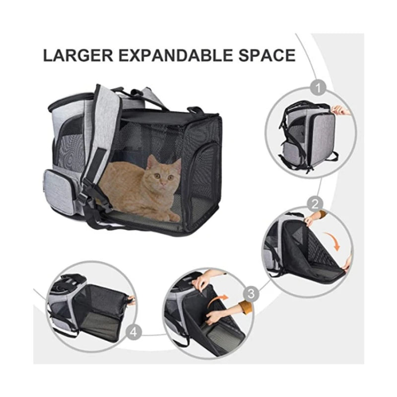 Breathable Pet Cat Carrier Backpack Foldable Pet Carrier Transport Travel Bag Expandable Large Capacity Creative for Cats Dogs