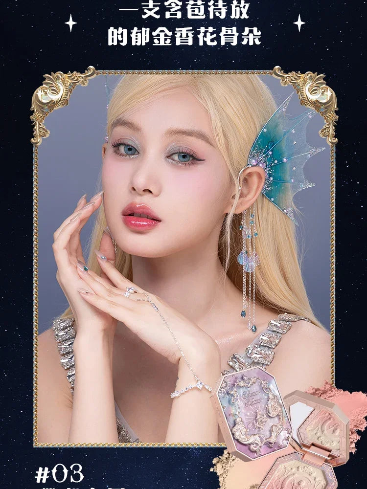 Flower Knows Tri-Color Gradient Cheek Blush Moonlight Mermaid Matte Finish Vegan Cruelty Free Makeup