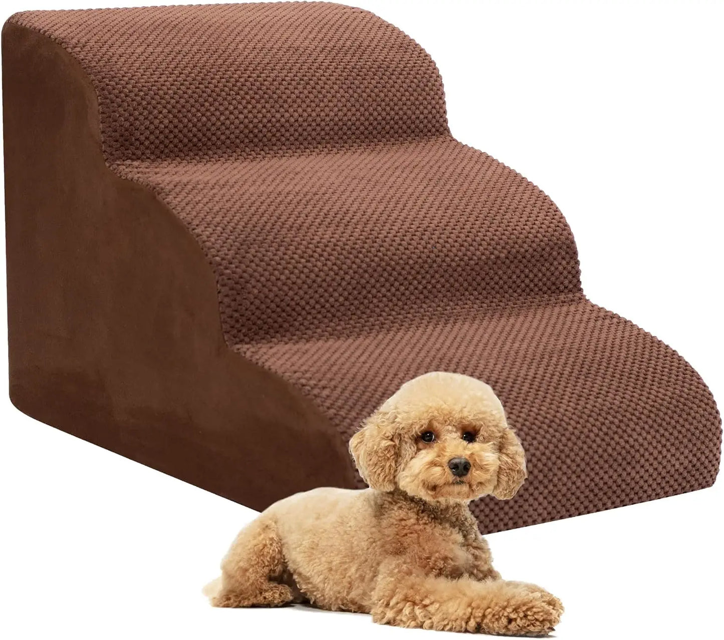 Pet Stairs for Large Dogs and Cats High Density Soft Foam Extra Wide Non-Slip Steps for High Beds and Couches