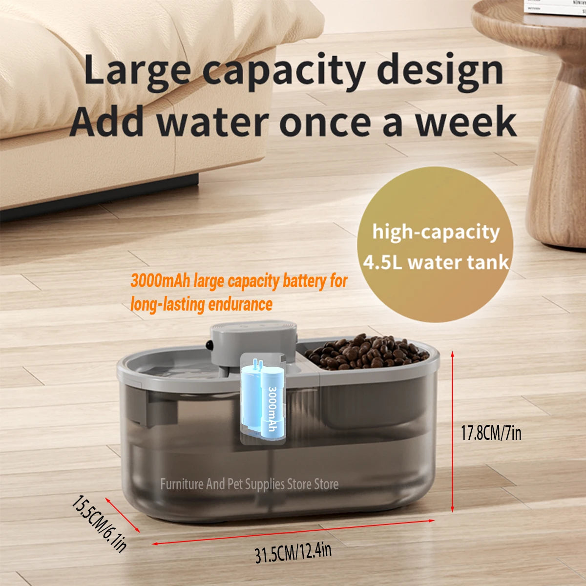 Automatic pet water dispenser sensor version dog food water dispenser water replenishment 2-in-1 drinking and feeding supplies
