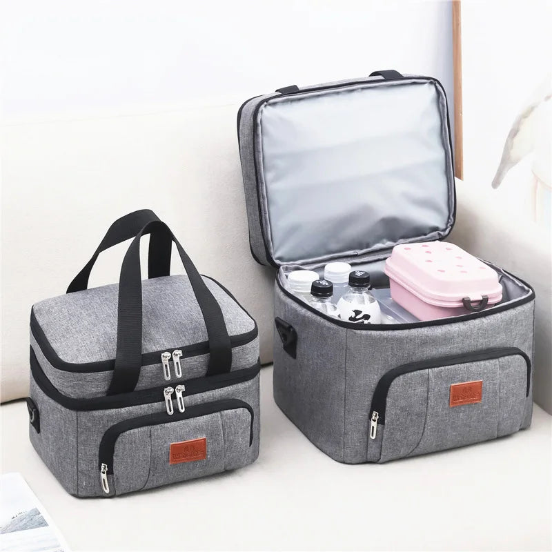 Multifunctional Double Layers Tote Cooler Lunch Bag β Large Capacity for Travel and Picnic