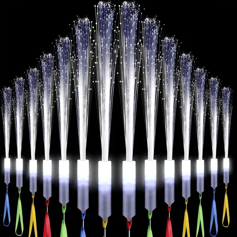 12 Pack LED Fiber Optic Wands Light Up Sticks with 3 Modes for Parties and Events
