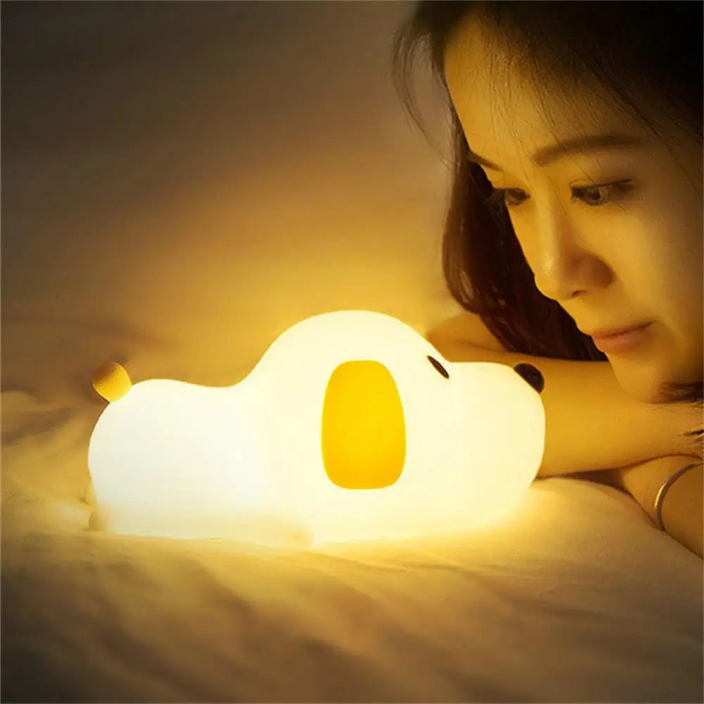 Bunny Silicone Night Light for Kids Room USB Rechargeable Dimmable Sleep Lamp with Timer