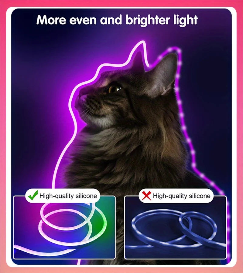 Smart Neon LED Strip Light Sign Remote Control RGB Flexible Waterproof Tape for Home Outdoor Decor 1/3/5m