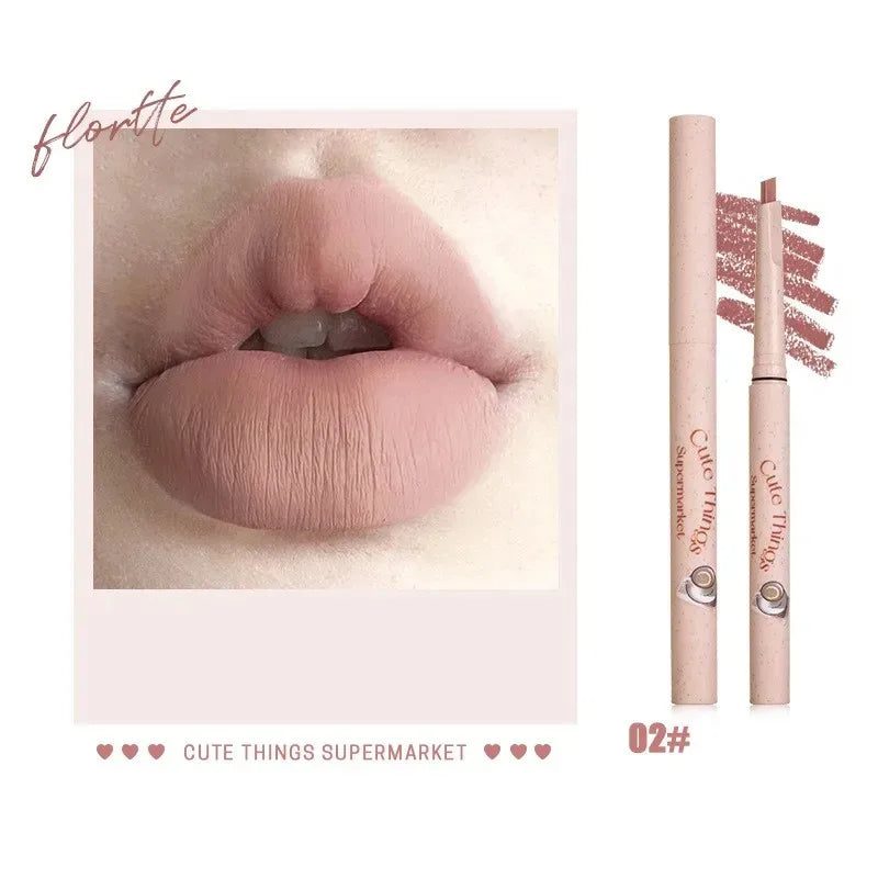 Flortte Waterproof Matte Lipliner Lip Pencil Double Ended Moisturizing Contour Tint for Long Lasting Non-Stick Finish