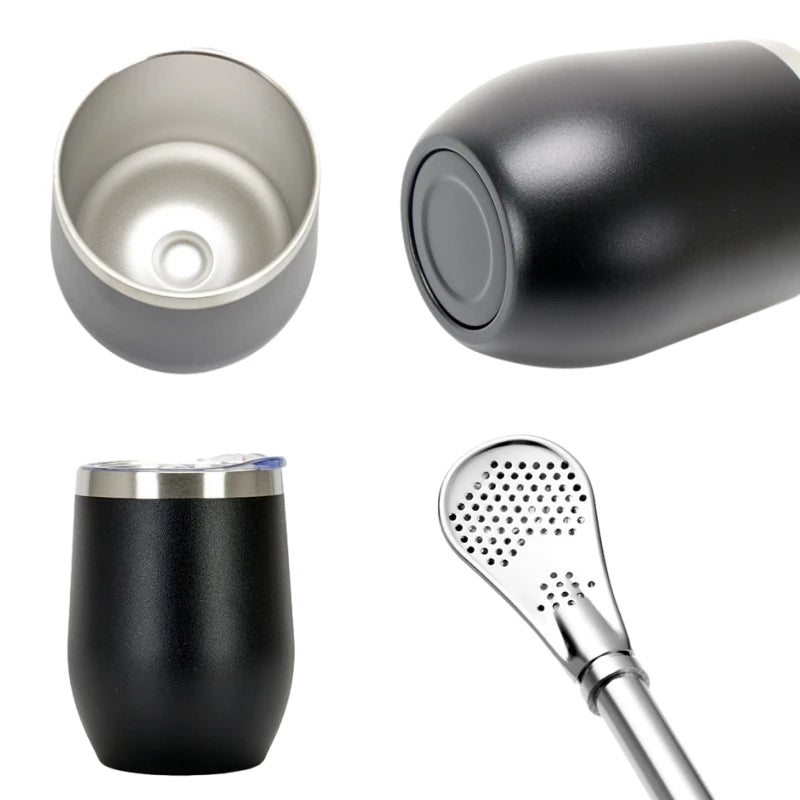 Yerba Mate Gourd Set Double-Wall Stainless Steel Cup and Bombilla