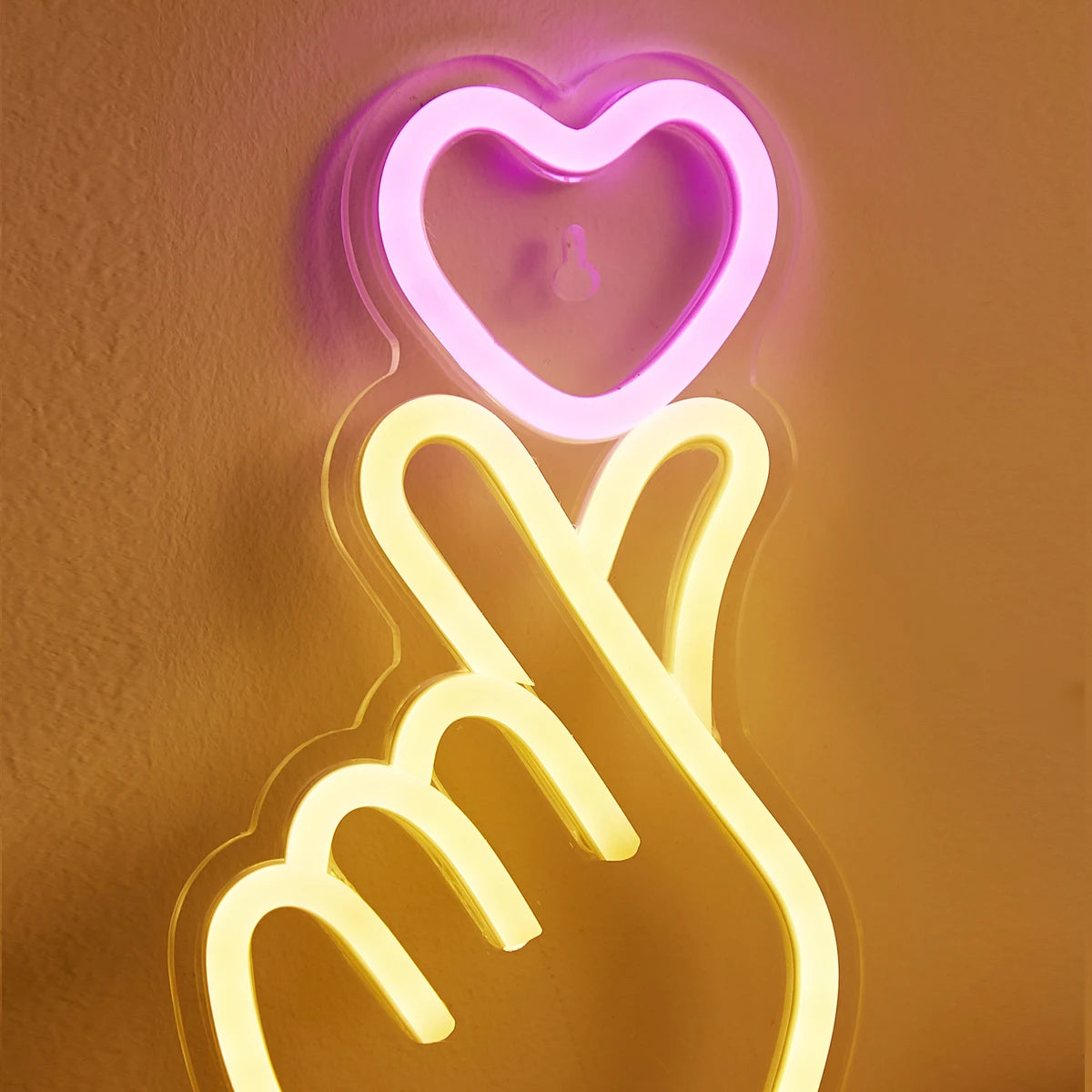 Chi-buy LED Neon Hand Heart USB Night Light 3D Wall Art Decor