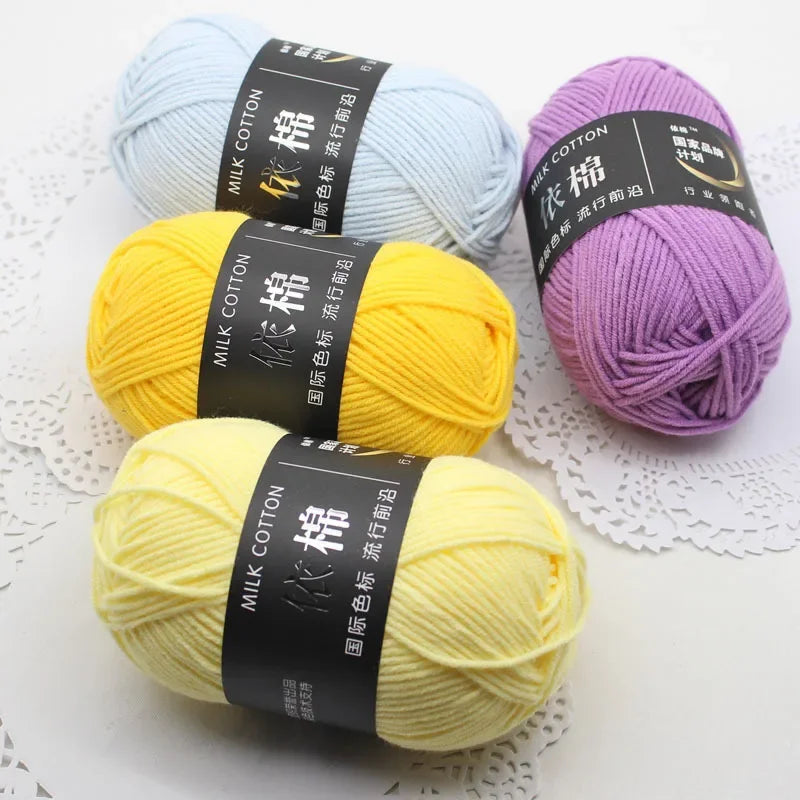 Likeecords 4-Strand Milk Cotton Yarn 60g Soft Baby Yarn for Knitting and Crochet