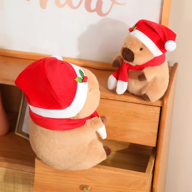 Christmas Capybara Plush Doll Soft Pillow Toy for Kids