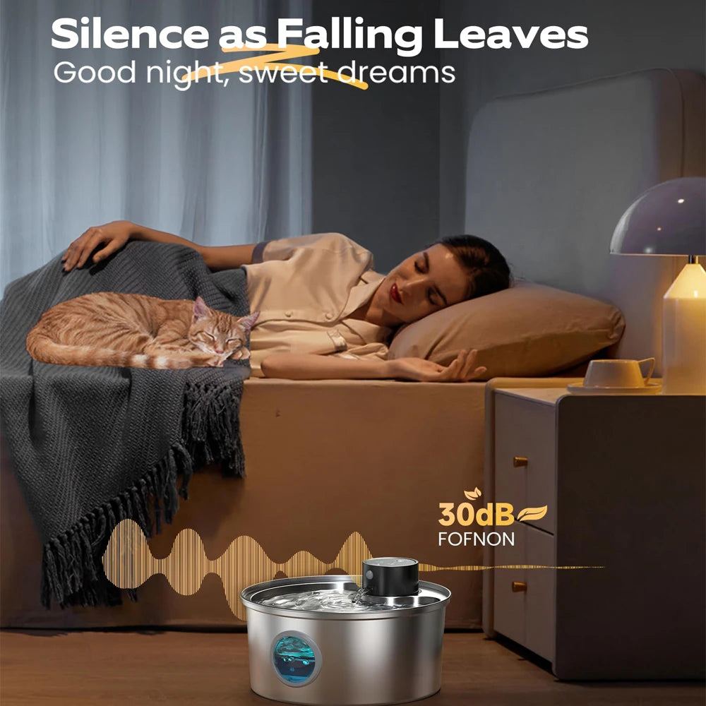 3.2L Recharge 5V USB Cat Water Fountain Automatic Sensor Stainless Steel Pet Fountain for Multiple Pets