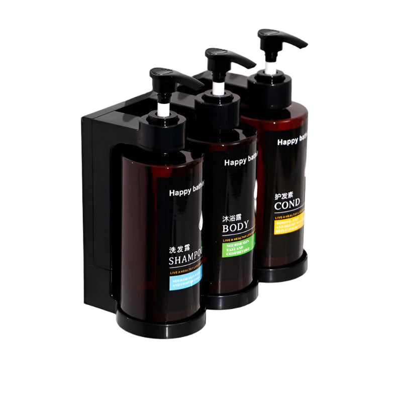 Wall Mounted Hotel Shampoo and Shower Gel Dispenser with Hand Sanitizer Box and Manual Soap Dispenser