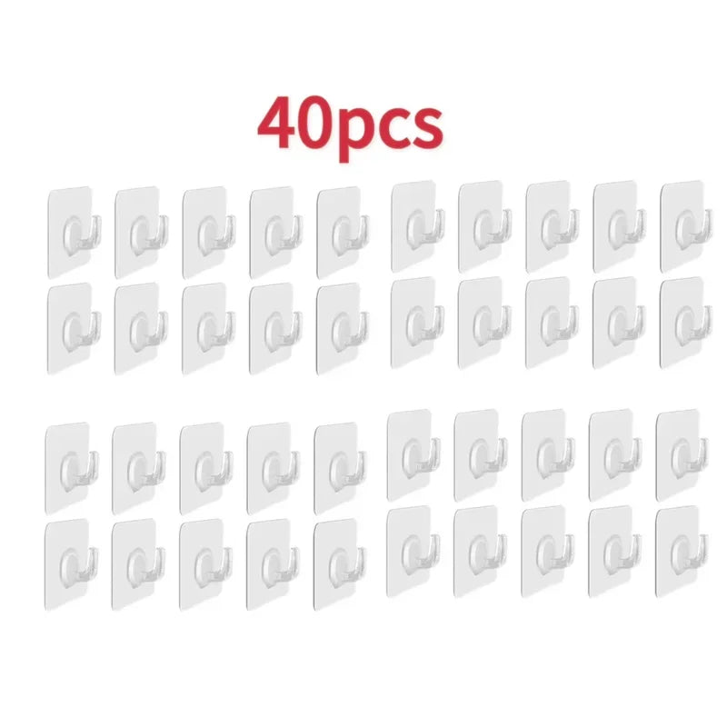 5/10/20Pcs Self-Adhesive Transparent Wall Hooks for Kitchen Bathroom Towel Key Rack