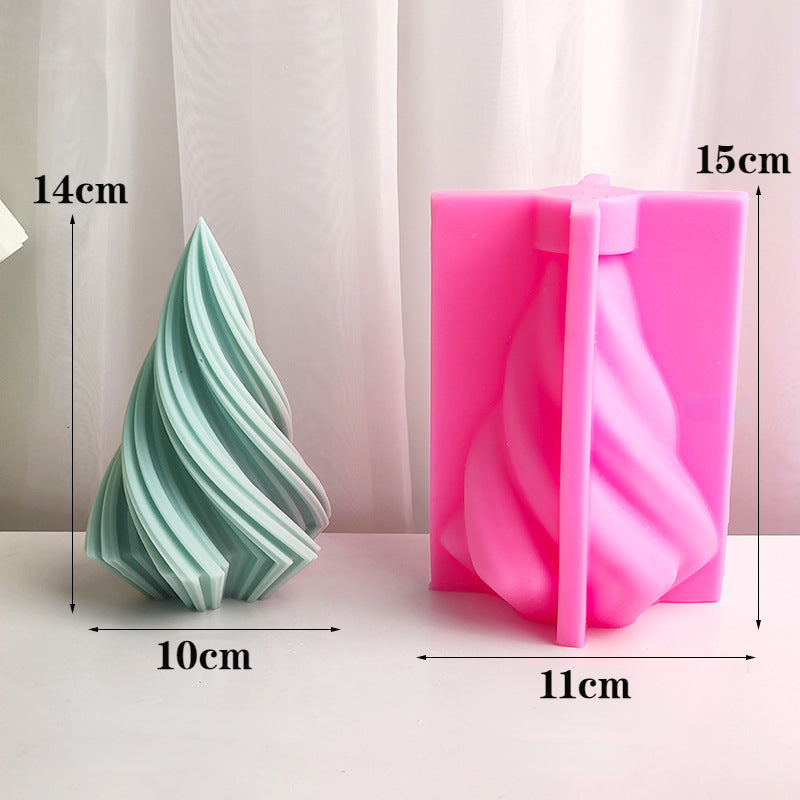 Large Silicone Christmas Tree Candle Mold 3D Wavy Striped Design for Crafting Soaps and Resins Home Decor Essentials