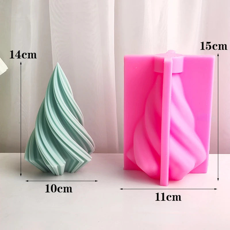 Large Silicone Christmas Tree Candle Mold 3D Wavy Striped Design for Crafting Soaps and Resins Home Decor Essentials