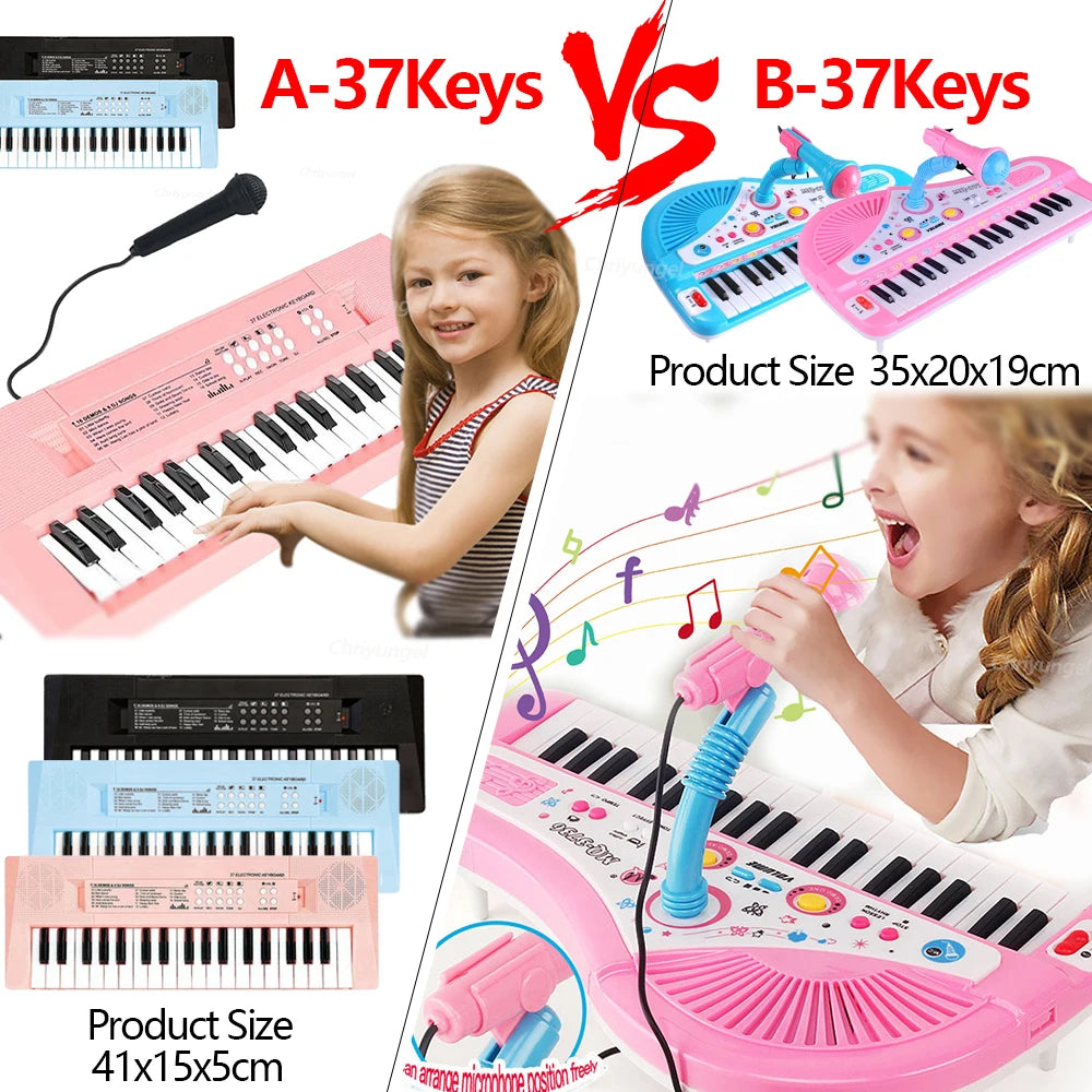 37 Keys Kids Electronic Piano Keyboard with Microphone Educational Musical Instrument for Boys and Girls