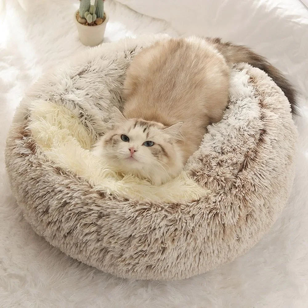 2 in 1 Soft Plush Pet Bed with Cover for Small Dogs and Cats