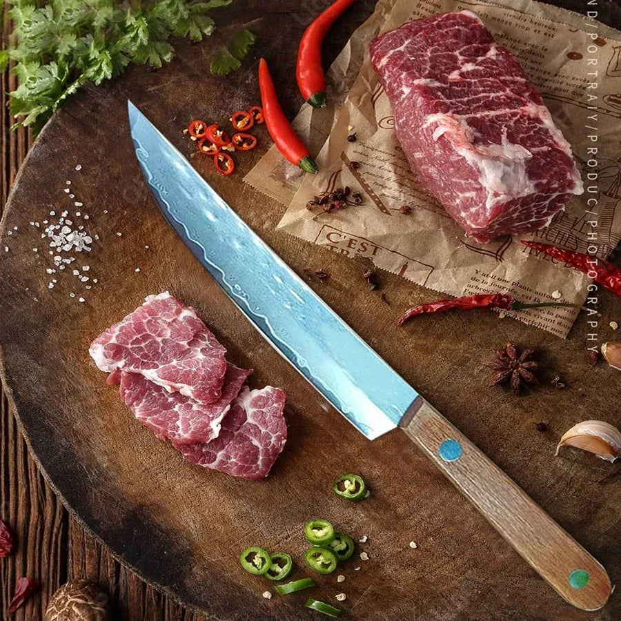 67 Layers Forged Damascus Steel Steak Knife Set with Sharp Fruit Knife and Premium Solid Wood Handle, Available in 1 to 8 Piece Options