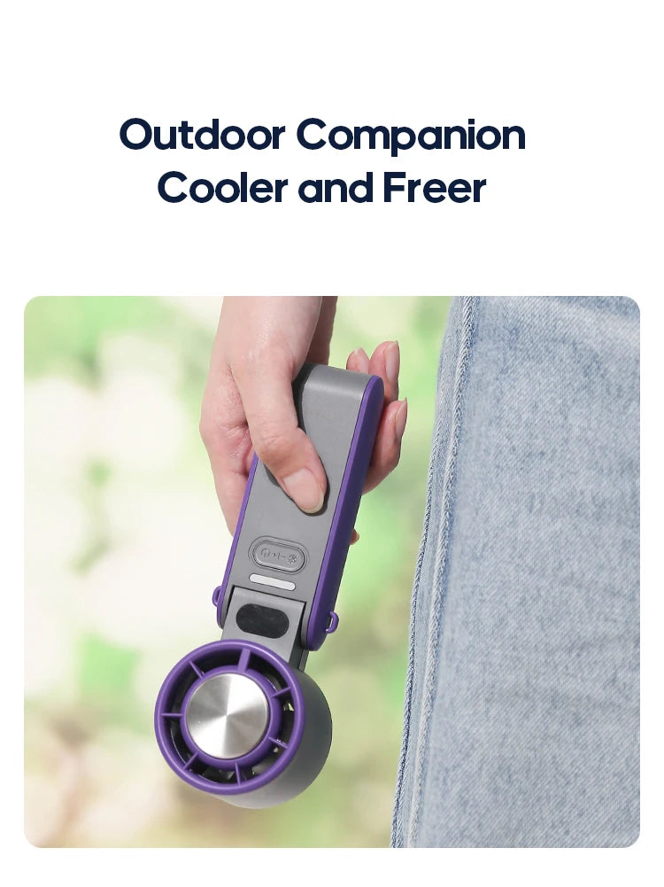 Foldable Handheld Turbo Fan – 3600mAh Rechargeable, 100-Speed Cooling for Outdoor Use