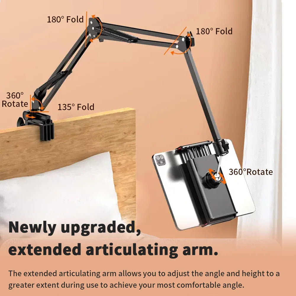 Tablet Holder for Bed with 90cm Metal Arm 360 Degree Rotation