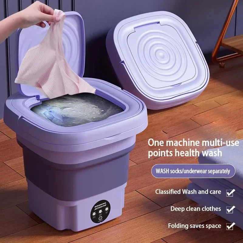 8L Foldable Washing Machine Mini Travel Washer With Drying
