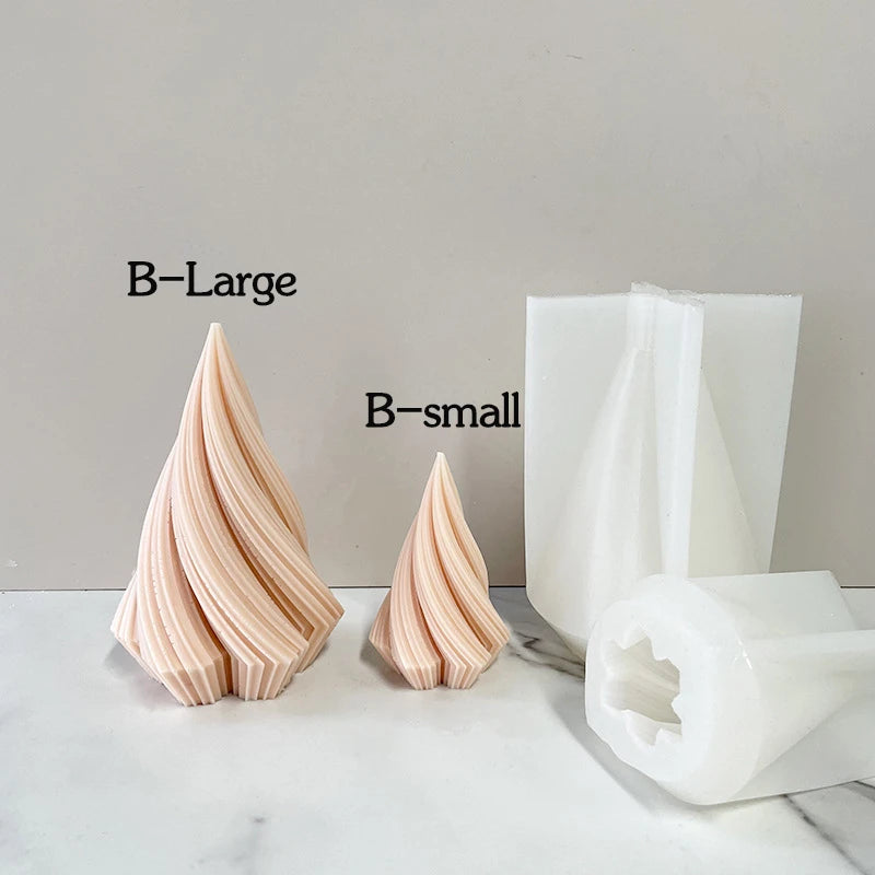 Large Silicone Christmas Tree Candle Mold 3D Wavy Striped Design for Crafting Soaps and Resins Home Decor Essentials