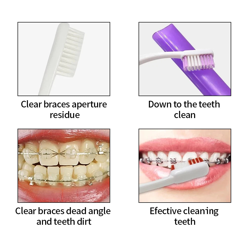 Dental Toothbrush Oral Care Kit with Orthodontic Mirror and Interdental Brush for Braces Cleaning