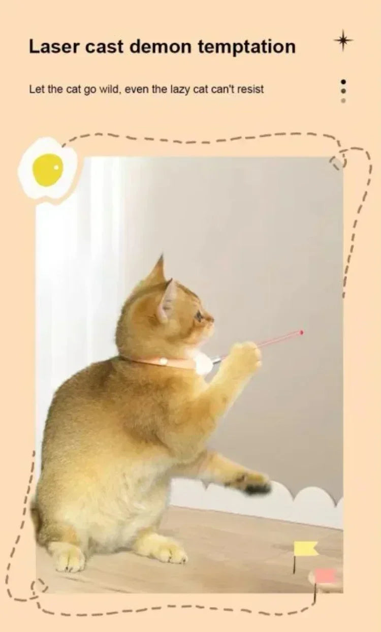 Rechargeable LED Pet Collar with Interactive Laser Teaser and Light-Up Function for Cats and Dogs