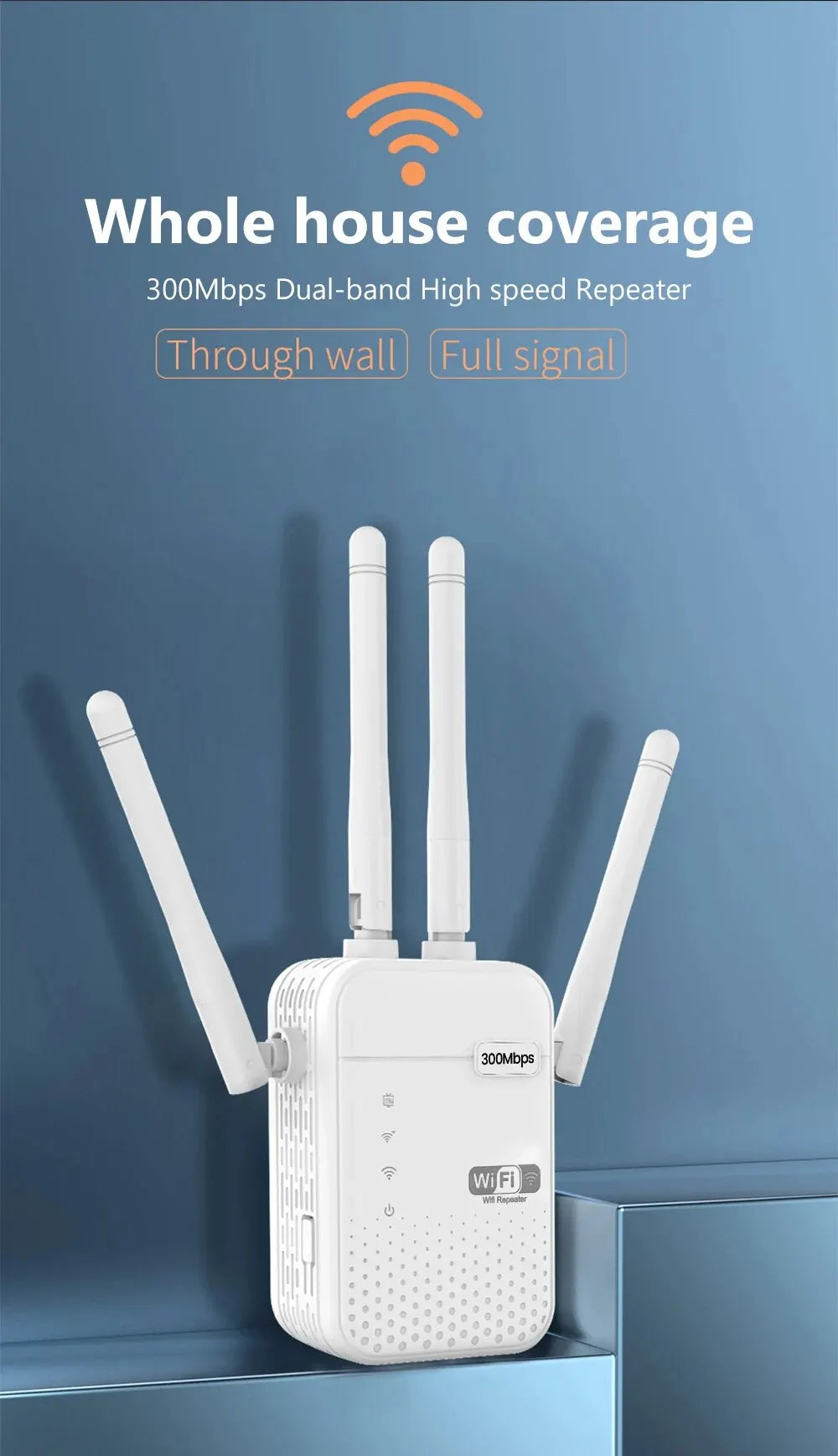 300Mbps Wireless WiFi Repeater Long Range Signal Booster