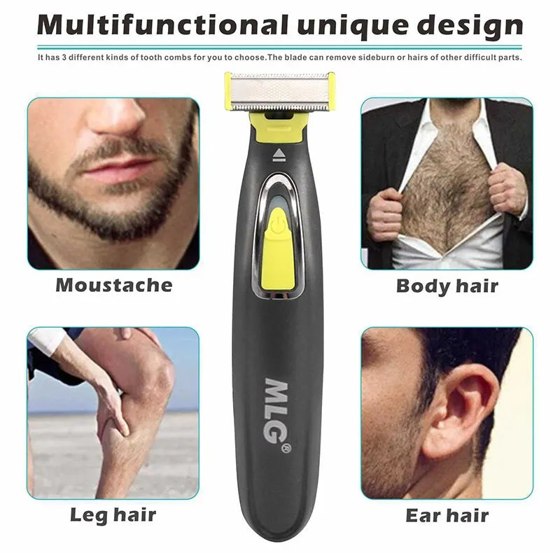 Afeitadora eléctrica MLG para hombres y mujeres, recortadora portátil de cuerpo completo, afeitadora con cuchilla en forma de T USB para barba y axilas, lavable