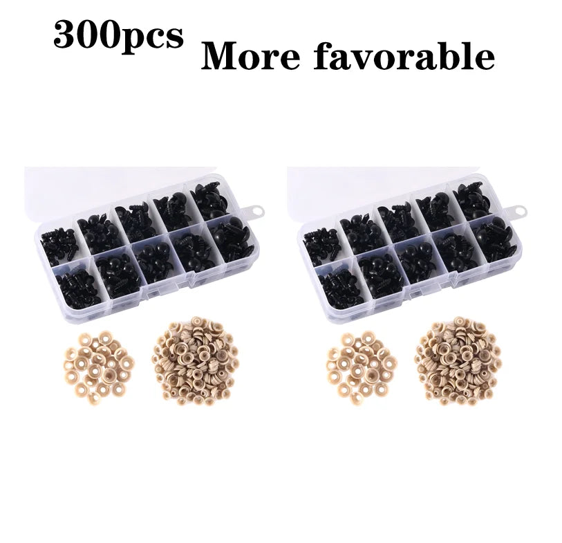 150/500 Pcs Doll Making Eyes Black Multiple Sizes for DIY Plush Toys and Crafts