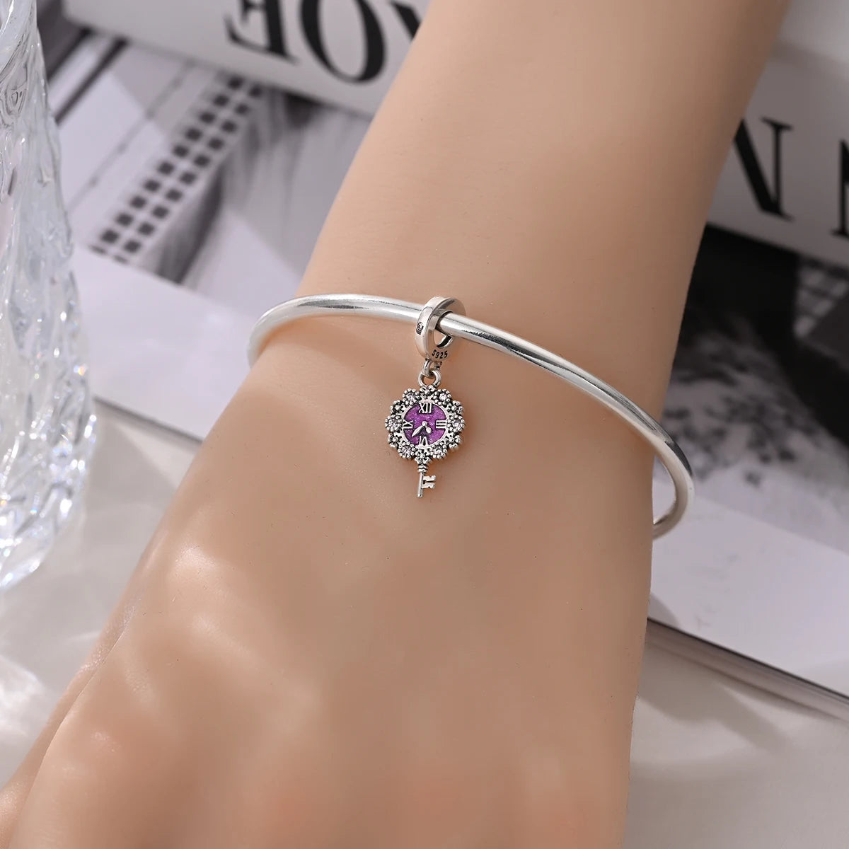 Authentic 925 Sterling Silver Charm Sparkling Star Moon Sun Pendant Jewelry Gift