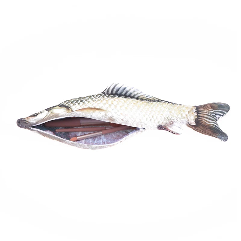 1pc Crucian Carp Pen Bag Realistic Fish Makeup Pouch Case