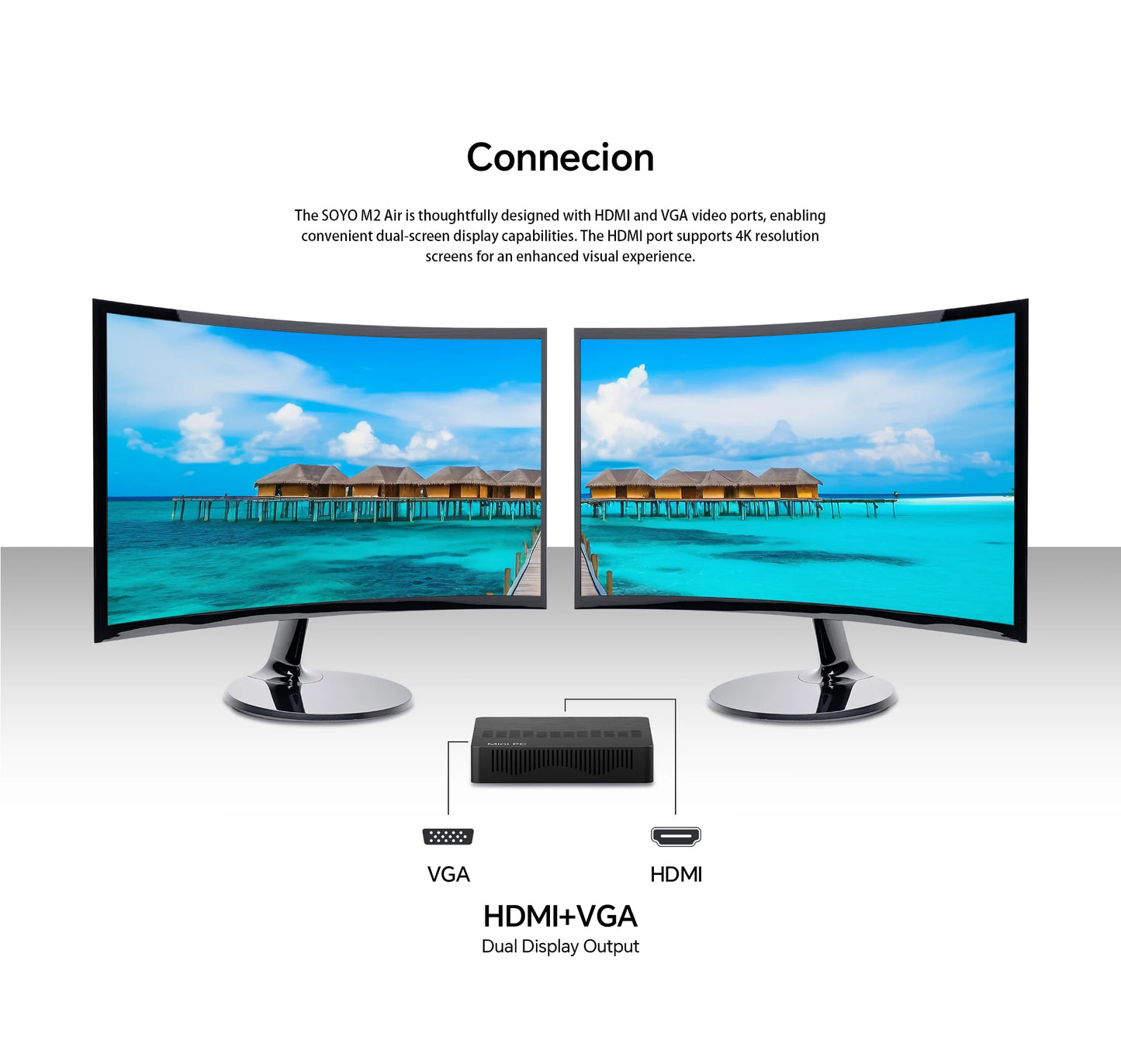 SOYO M2 Air Mini PC: 6GB RAM, 128GB EMMC, Intel N4000, Windows 11 Pro - Compact for Home, Business & Gaming