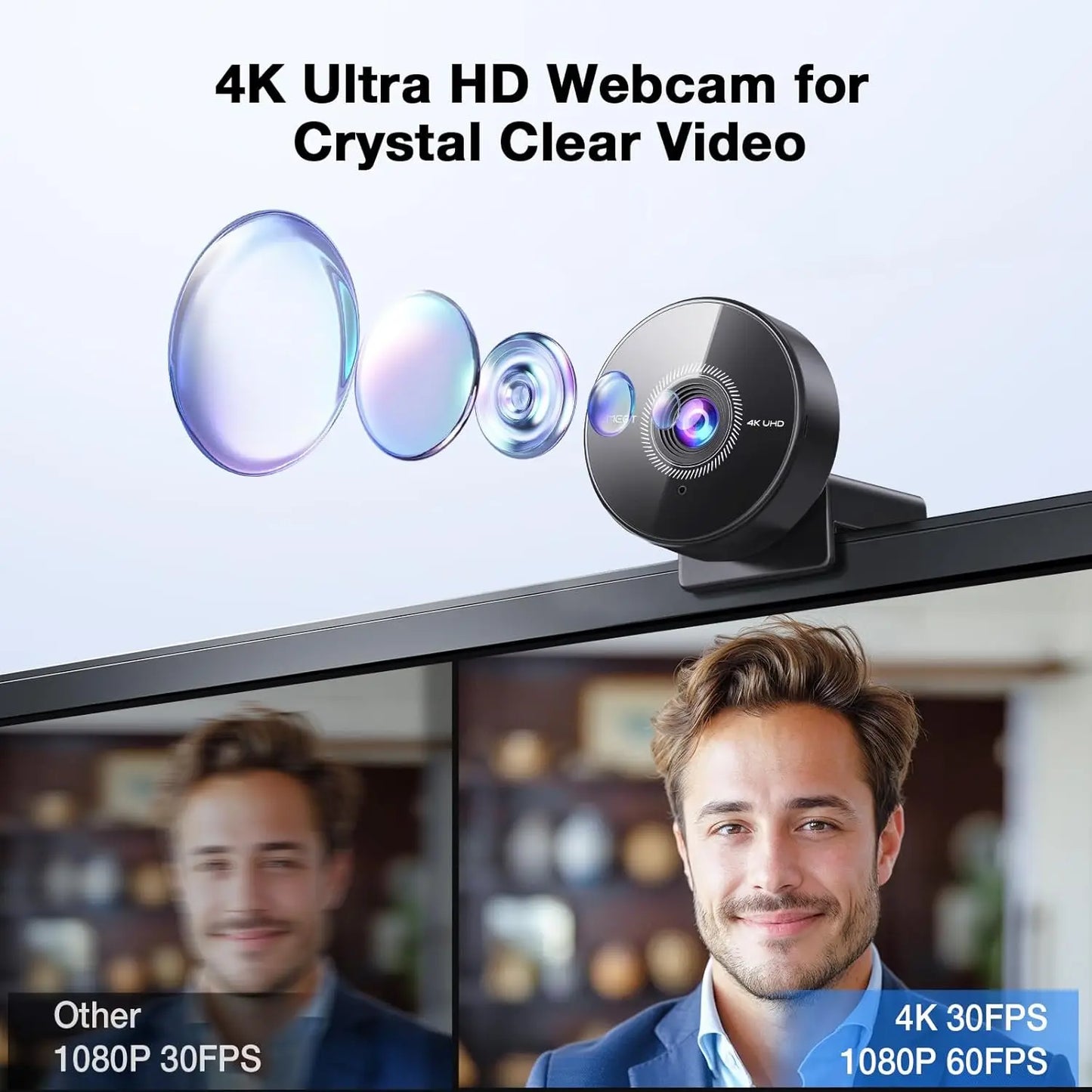 4K Webcam with Microphone 1080P 60fps Mini USB Camera for Computer Desktop and Laptop EMEET