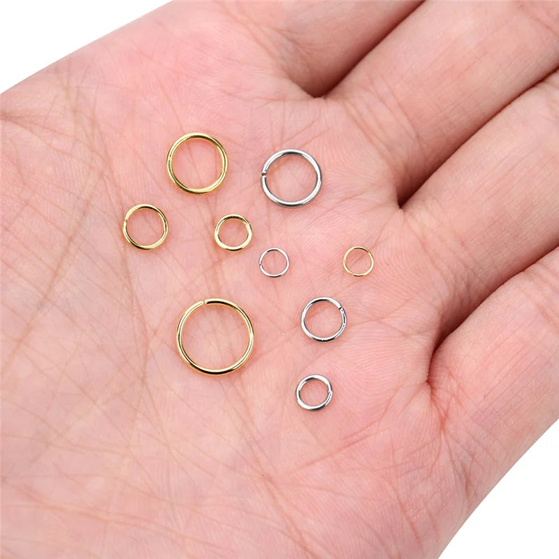 100pcs PVD Stainless Steel Open Jump Rings 3-10mm Set for DIY Jewelry