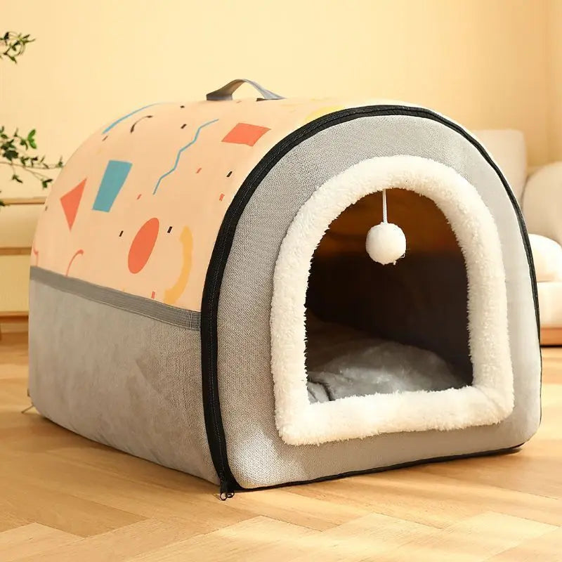 Oversized Dog Kennel Tunnel Warm Dog House Detachable Pet Sleeping Bed Semiclosed Pet Supplies Soft Non-slip Dogs Cats Kennel