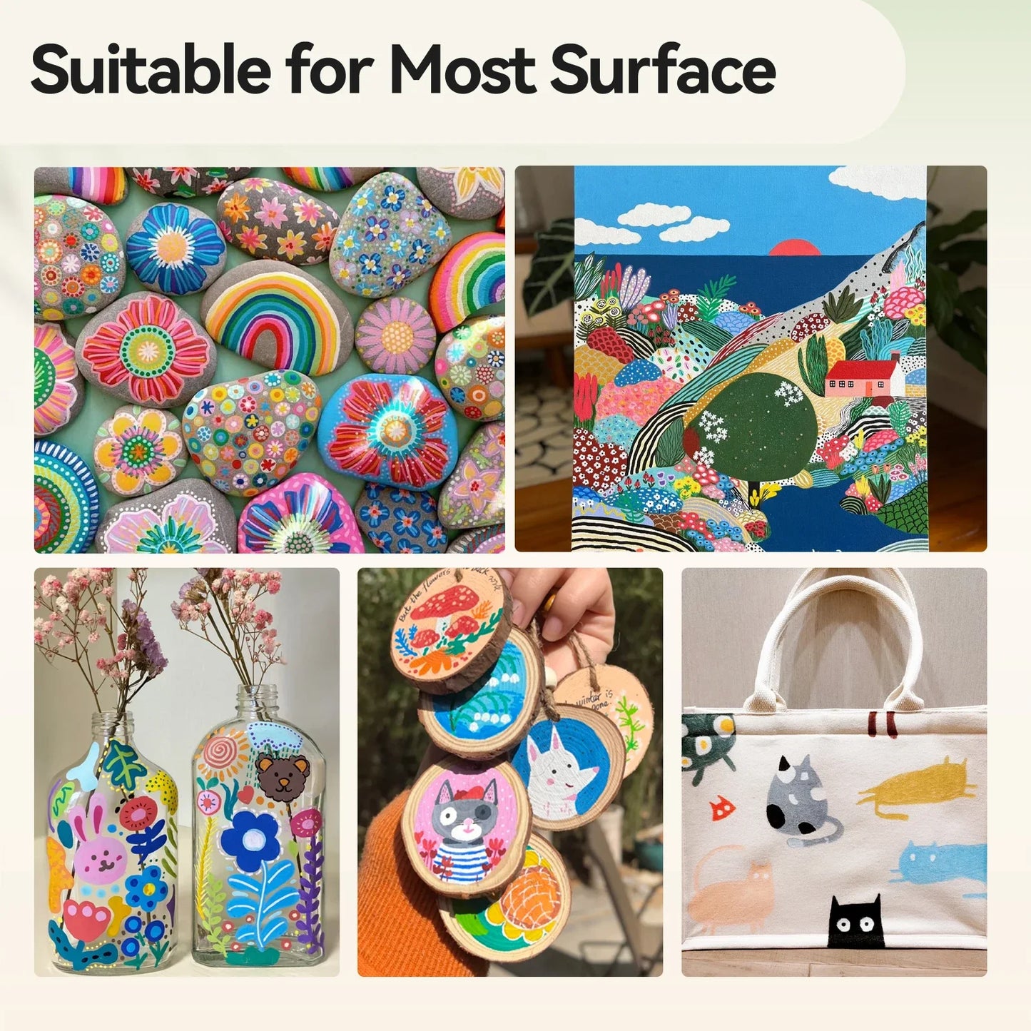 Arrtx 90 Colors Paint Markers Brush Tip for DIY Crafts