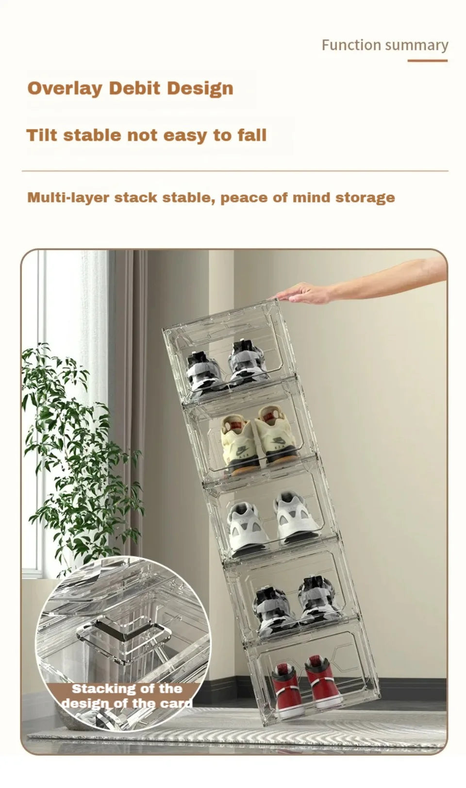 Transparent Shoe Box Magnetic Suction Door Dustproof Storage Box