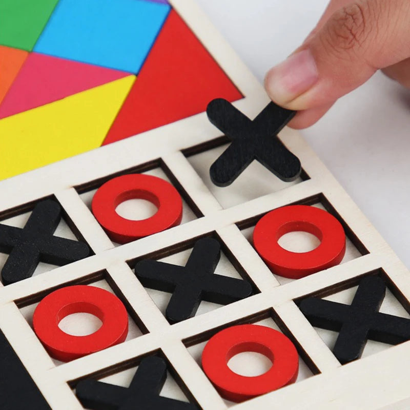 3 Styles Wooden Jigsaw Puzzle Kids XO Game Early Education