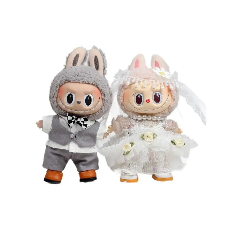 For 17cm Labubu Baby Clothes Vinyl Pendant Dress Heart Macaron