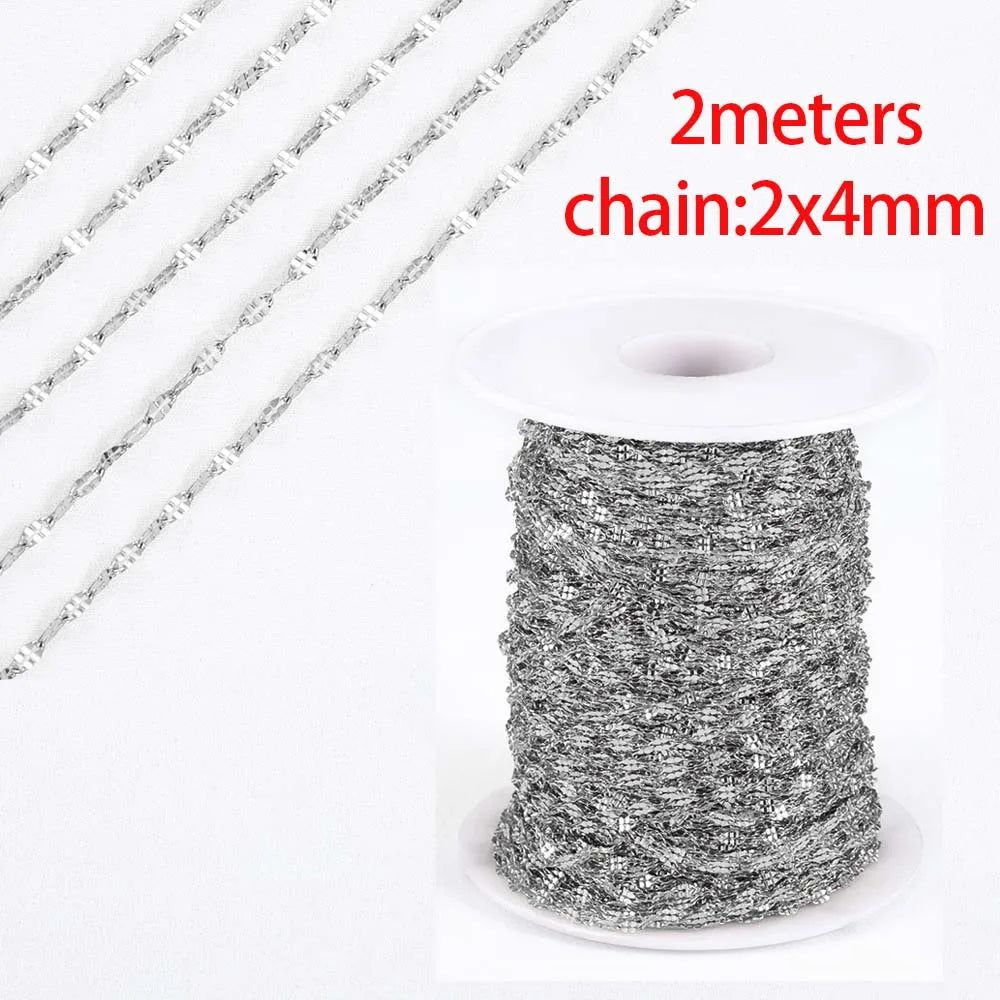2 Meters/1 Meter High Quality Gold Color Stainless Steel Chain for DIY Jewelry Making
