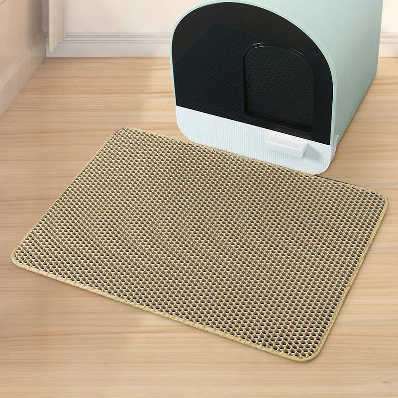 Pet Cat Litter Mat Waterproof Double Layer Cat Litter Trapping Pad for Clean Floors