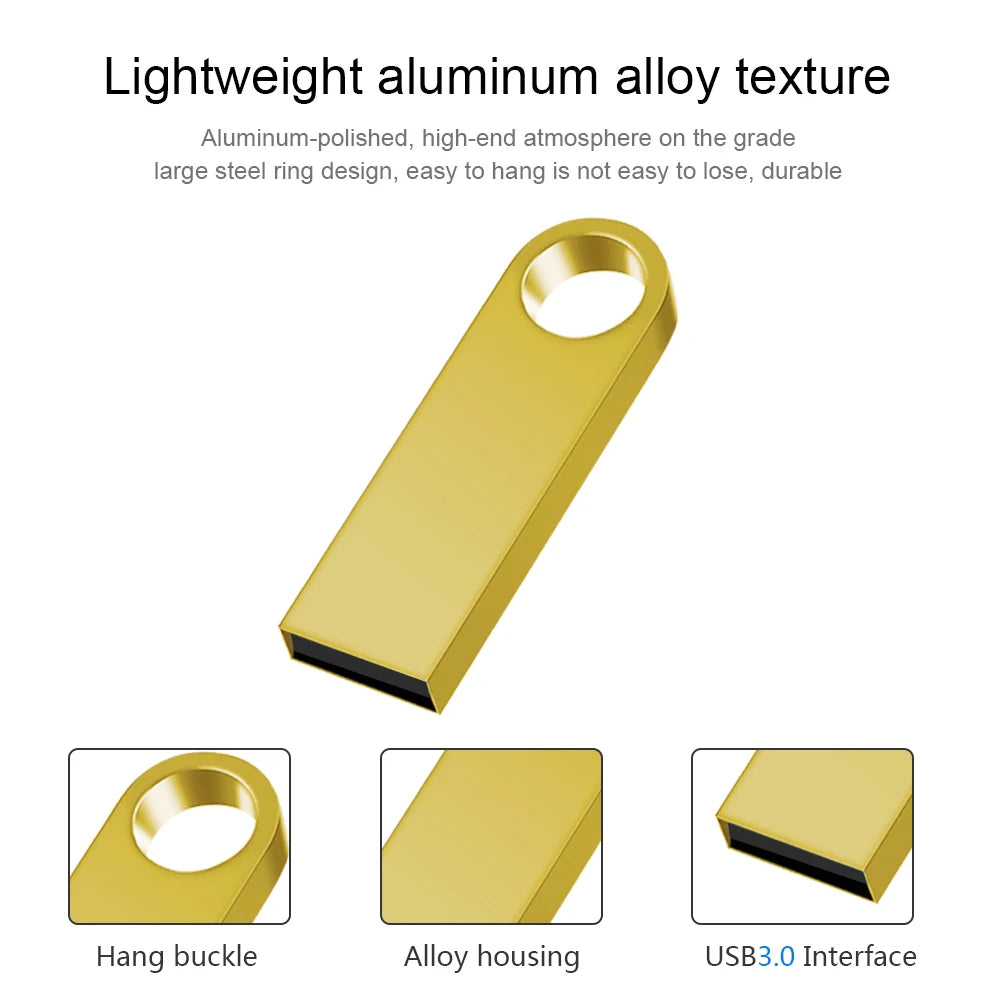 Pendrive 128GB USB Creative Gold Key USB 2.0 Flash Drive Gifts