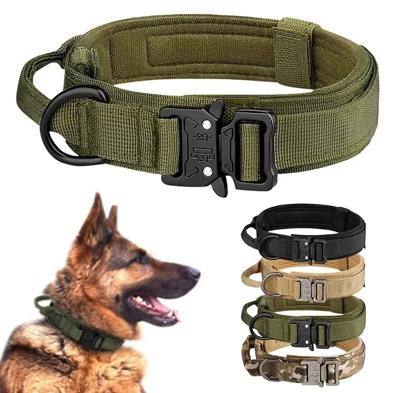 Pet Products Outdoor Tactical Dog Collar Nylon Metal Buckle for Medium and Large Dogs