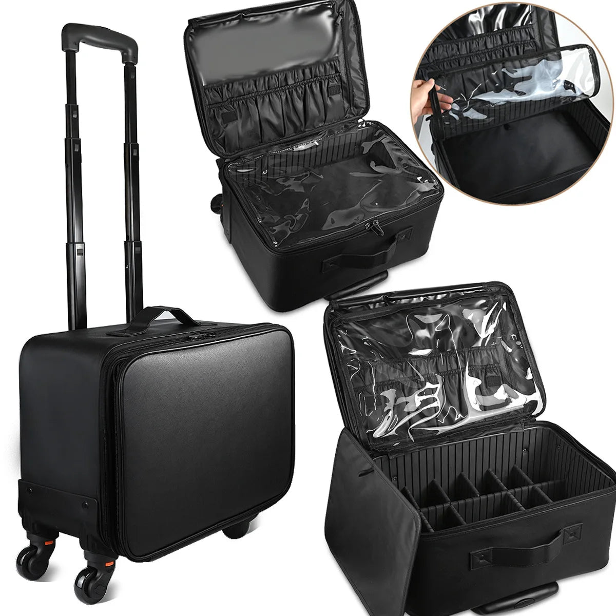 Makeup Travel Case 2in1 Rolling Organizer with Detachable Wheels
