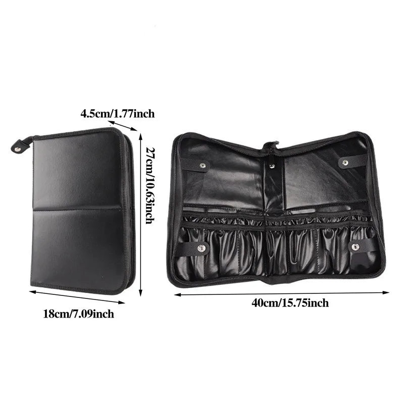 Women Foldable Makeup Brush Organizer Travel Cosmetic Pouch with High-Quality PU Material for Beauty Tools and Toiletries