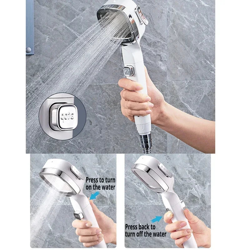 High Pressure Shower Head Water Saving 3 Modes Adjustable Massage Sprayer