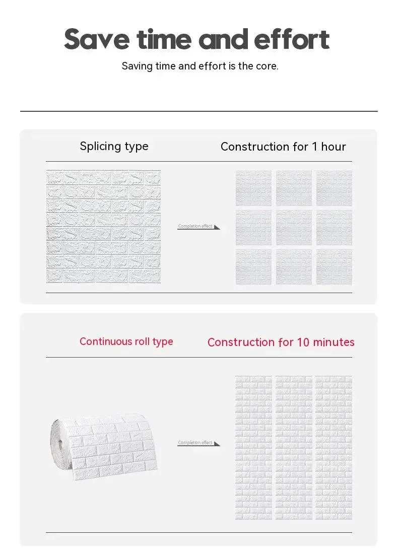 70cm*2m 3D Soft Foam Brick Wallpaper Roll Self Adhesive Decor